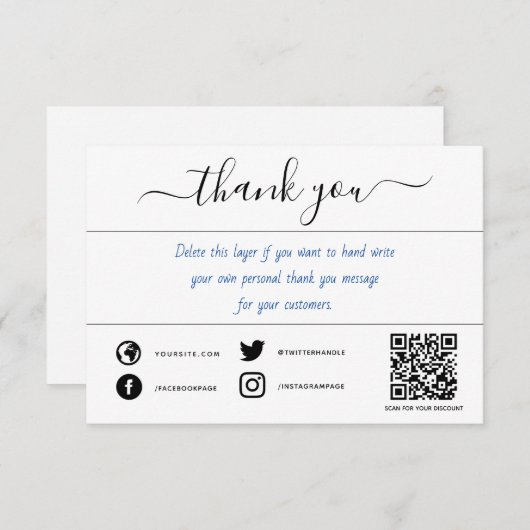 Code qr social écrit à la main merci insérer la ca (Devant / Derrière)