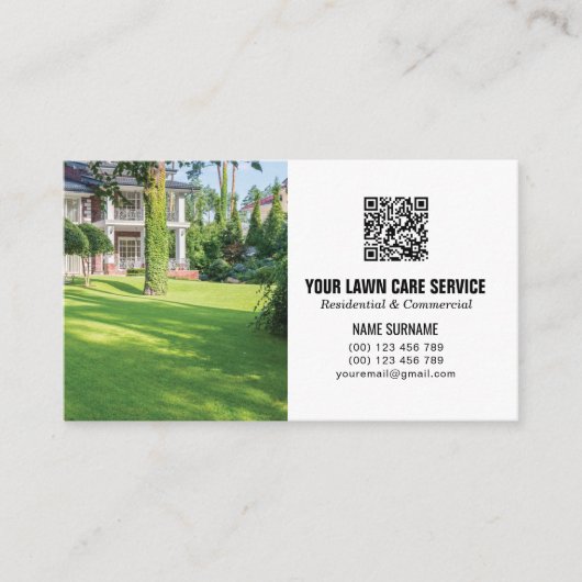 Code QR Soins de la pelouse carte de visite avec p (Devant)