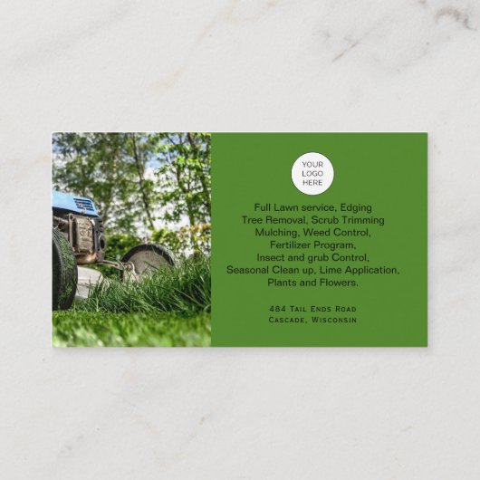 Code QR Soins de la pelouse carte de visite avec p (Dos)