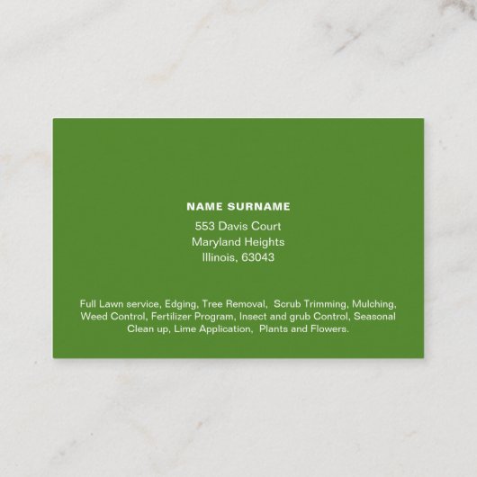 Code QR Soins de la pelouse carte de visite avec p (Dos)