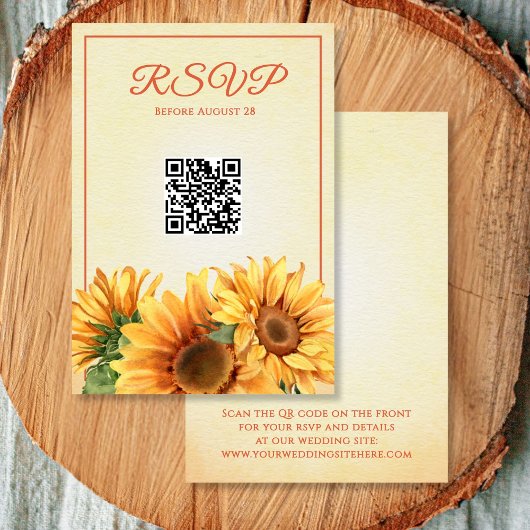 Code QR Sunflower Wedding Carte RSVP