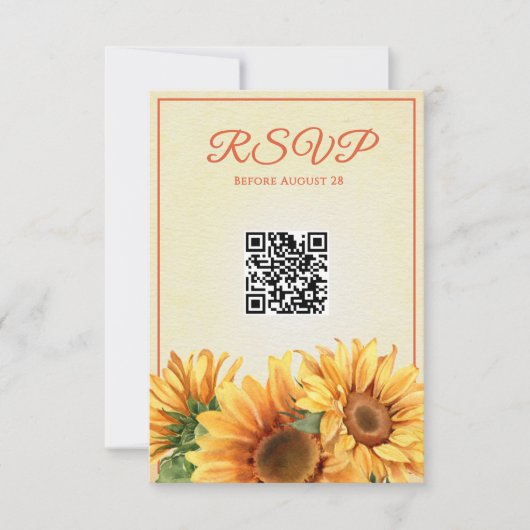 Code QR Sunflower Wedding Carte RSVP (Devant)