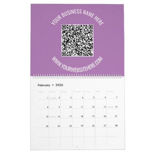 Code QR Texte personnalisé Calendrier professionne (Feb 2026)