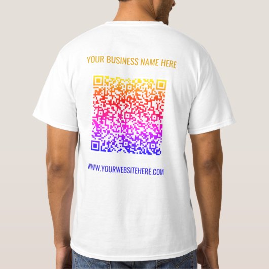 Code QR Texte personnalisé T-shirt professionnel C (Dos)