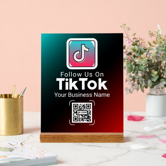 Code QR TikTok Rouge Sarcelle Nom de l'entreprise (Mariage)