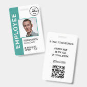 Code QR turquoise Logo de l'entreprise Badge photo (Avant & arrière)