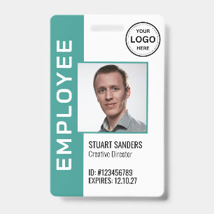 Code QR turquoise Logo de l'entreprise Badge photo