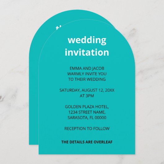 Code QR Turquoise Tout en un Faire-part de mariage (Devant / Derrière)