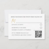 Code QR Typographie noir et or Mariage RSVP (Dos)