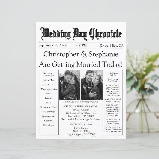 Code QR unique 2 Programme de mariage journal phot (Debout devant)