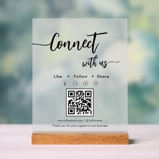 Code QR unique de médias sociaux en écriture éléga (Neutre)