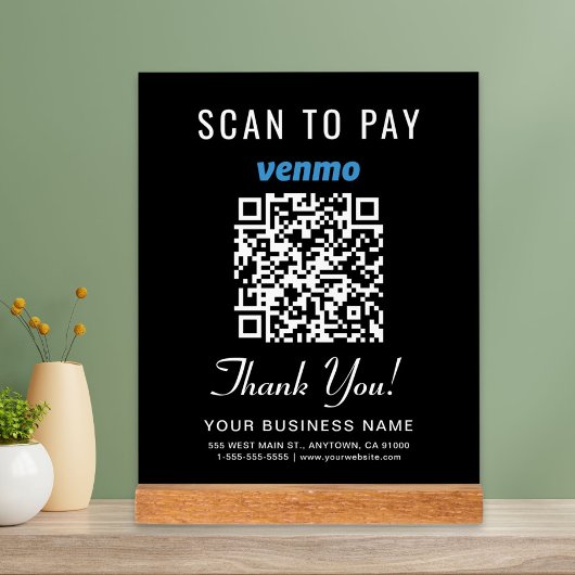 Code QR Venmo noir pour paiement par scan