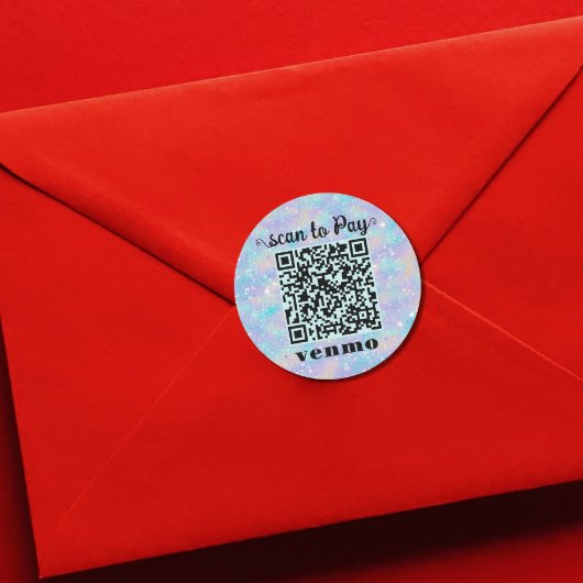 Code QR Venmo paillettes Autocollant rond