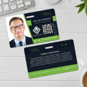 Code QR vert - Badge d'ID photo | Employé