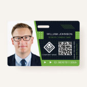Code QR vert - Badge d'ID photo | Employé (Devant)