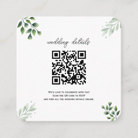 Code QR vert Photo RSVP Enclôture Invitation (Devant)