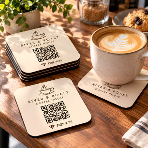Code QR WiFi personnalisé pour café sur sous-verre