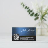Code Royal Blue QR Carte de visite économiste (Debout devant)