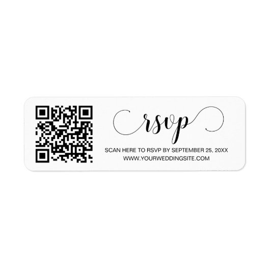 Code RSVP QR Étiquette de retour de script élégant (Devant)
