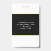 Code scanneur de badge photo du nom du médecin (Dos)