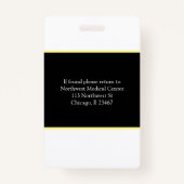 Code scanneur de badge photo du nom du médecin (Dos)