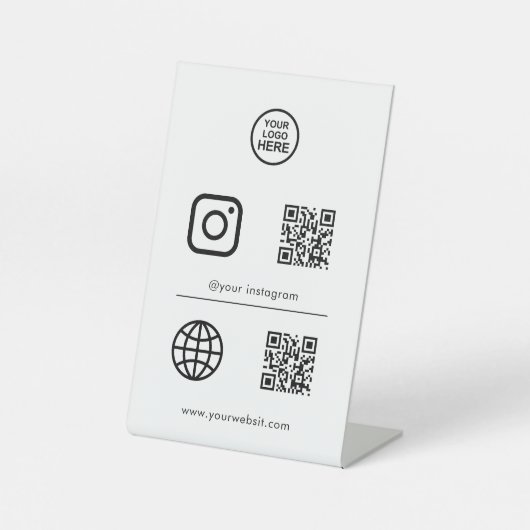 Code sociaal mediapictogram QR Reclamebord Met Voetstuk (Voorkant)