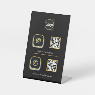 Code sociaal mediapictogram QR Reclamebord Met Voetstuk