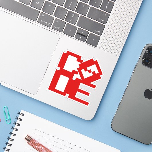 CODE STICKER (Laptop met iPhone)
