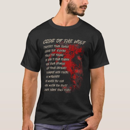 Code van de Wolf, bescherm je familie, Viking Wolf T-shirt (Voorkant)