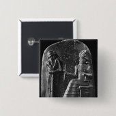Code van Hammurabi, bovenaan de stele Vierkante Button 5,1 Cm (Voorkant /achterkant)