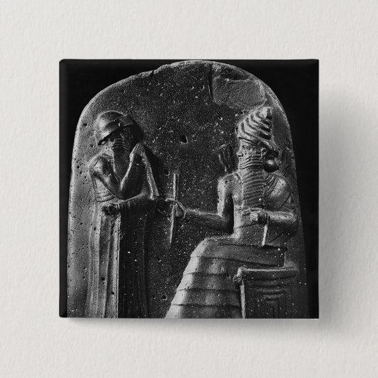 Code van Hammurabi, bovenaan de stele Vierkante Button 5,1 Cm (Voorkant)