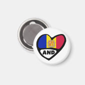 Code van het land Andorra — Vlaggenhart en Magneet (Voorkant / Achterkant)