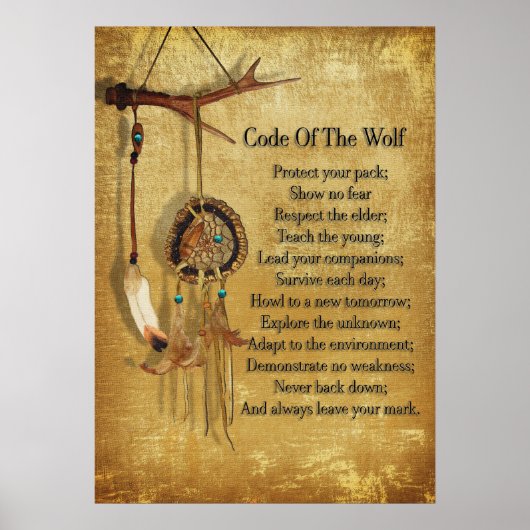 Code van het poster Wolf dreamcatcher (Voorkant)