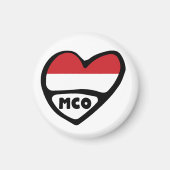 Code van Monaco Land Vlag Hart, MCO Magneet (Voorkant)