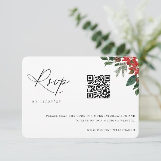 Code voor hedendaagse winterbruiloft QR RSVP Kaartje (Staand voorkant)