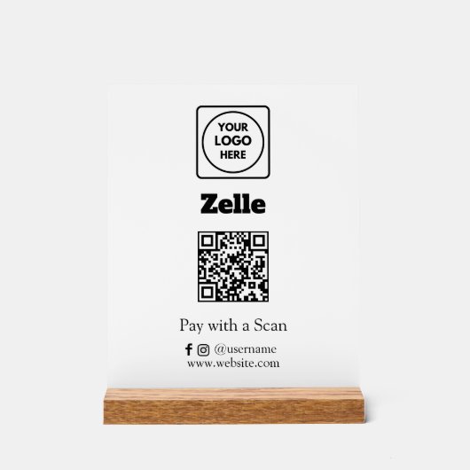 Code Zelle QR | Logo d'entreprise personnalisé de (Recto)