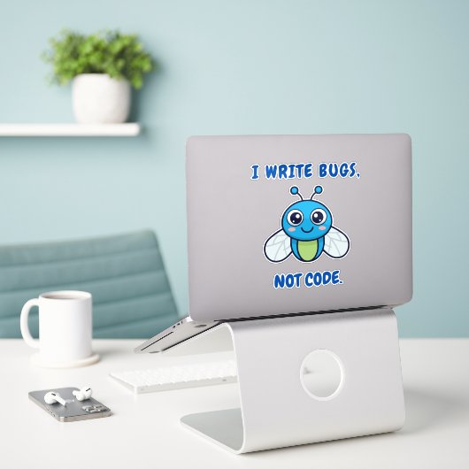 Codeerhumor Sticker (Laptop op bureau)