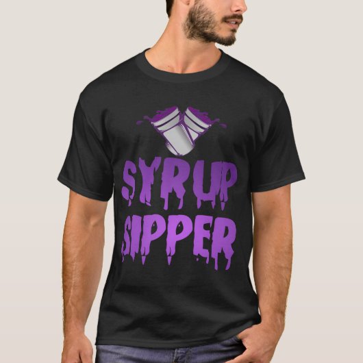Codeine Lean Sizzurp Paarse Drink hoestsiroop Sipp T-shirt (Voorkant)