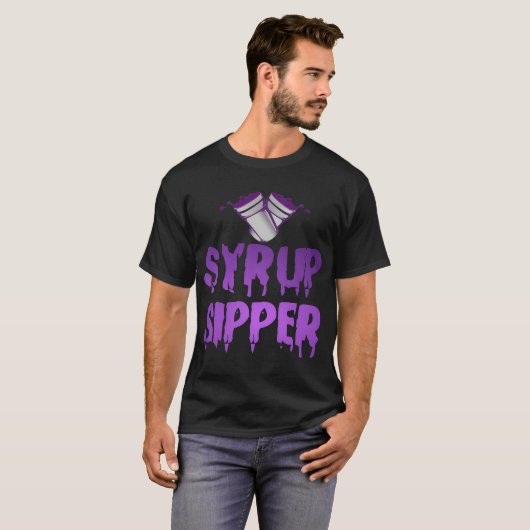 Codeine Lean Sizzurp Paarse Drink hoestsiroop Sipp T-shirt (Voorkant volledig)