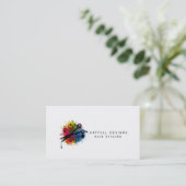 codenummer van de haarstylist, kleurrijke verfspat visitekaartje (Staand voorkant)