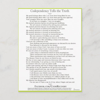 Codependentie vertelt het waarheidsgetrouwe Briefk Briefkaart
