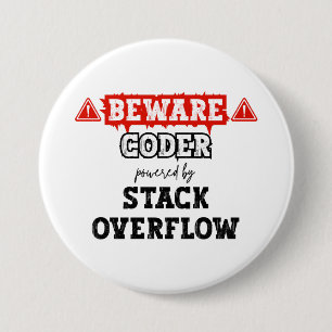 Coder aangedreven door stack overflow programmer ronde button 7,6 cm