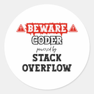 Coder aangedreven door stack overflow   programmer ronde sticker