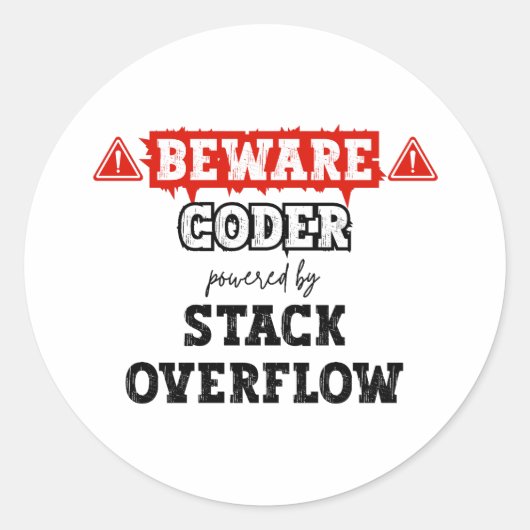 Coder aangedreven door stack overflow | programmer ronde sticker (Voorkant)