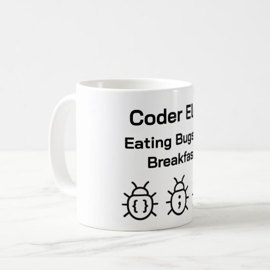 Coder Café Mug - Manger des bugs pour le petit déj (Devant gauche)
