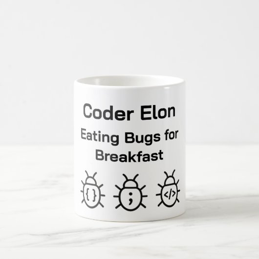 Coder Café Mug - Manger des bugs pour le petit déj (Centre)