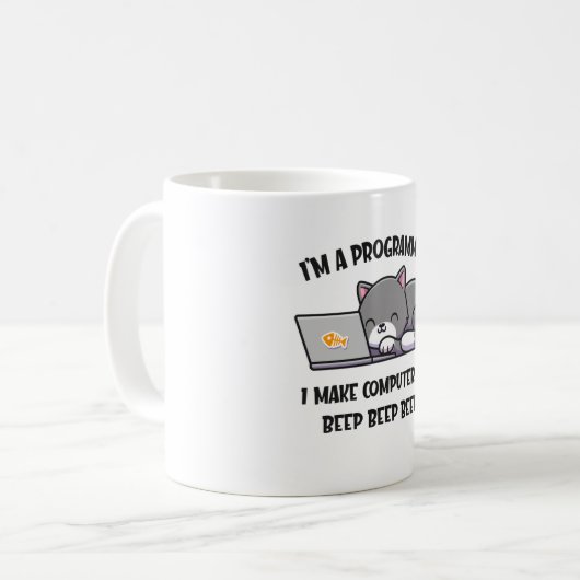 Coder Cat Programmer Funny Computer Scientist Koffiemok (Voorkant links)