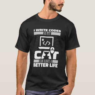Coder Cat Software Engineer Constructeur Codering  T-shirt