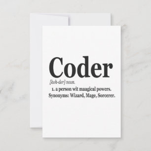Coder Definition Funny Cute Computer Nerd Gift Bedankkaart