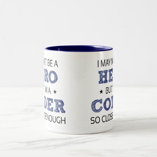 Coder Hero Humor nieuwigheid Tweekleurige Koffiemok (Center)